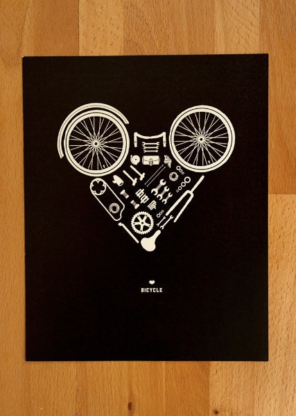 Disassembled Bicycle Heart Print - Fine Art Print