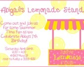 Pink & Yellow Lemonade Stand Birthday Party Invitation - DIGITAL FILE ONLY
