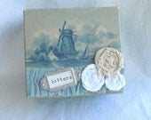 Altered Antique Box - Blue Windmill - Old Delft