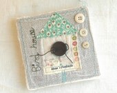 Fabric Collage - Altered Canvas - Bird House