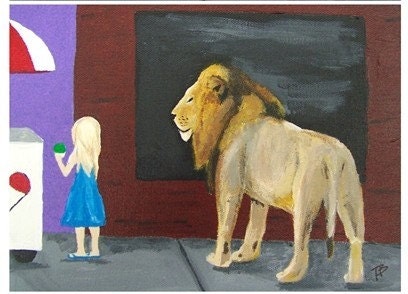 It is a hot hot day  8x10 print of lion waiting for a snowcone