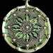 Stained Glass Pendant Necklace Medallion Filigree Green Victorian