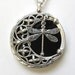 Stained Glass Pendant Necklace Filigree Celtic Crescent Moon Dragonfly Black