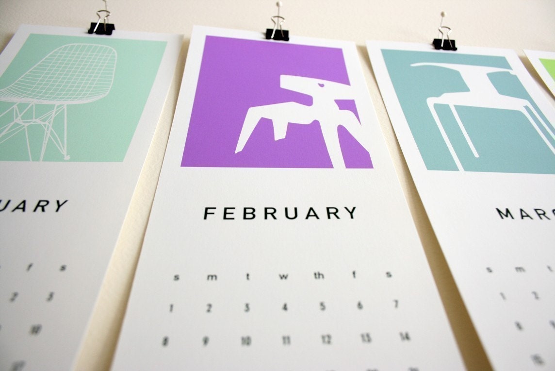 2013 Printable Mid-Century Chairs Calendar