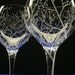 2 Red Wine Glasses . Hand Engraved Crystal Glass . 'Branches And Leaves' . Bridal party gift Spring Glassware