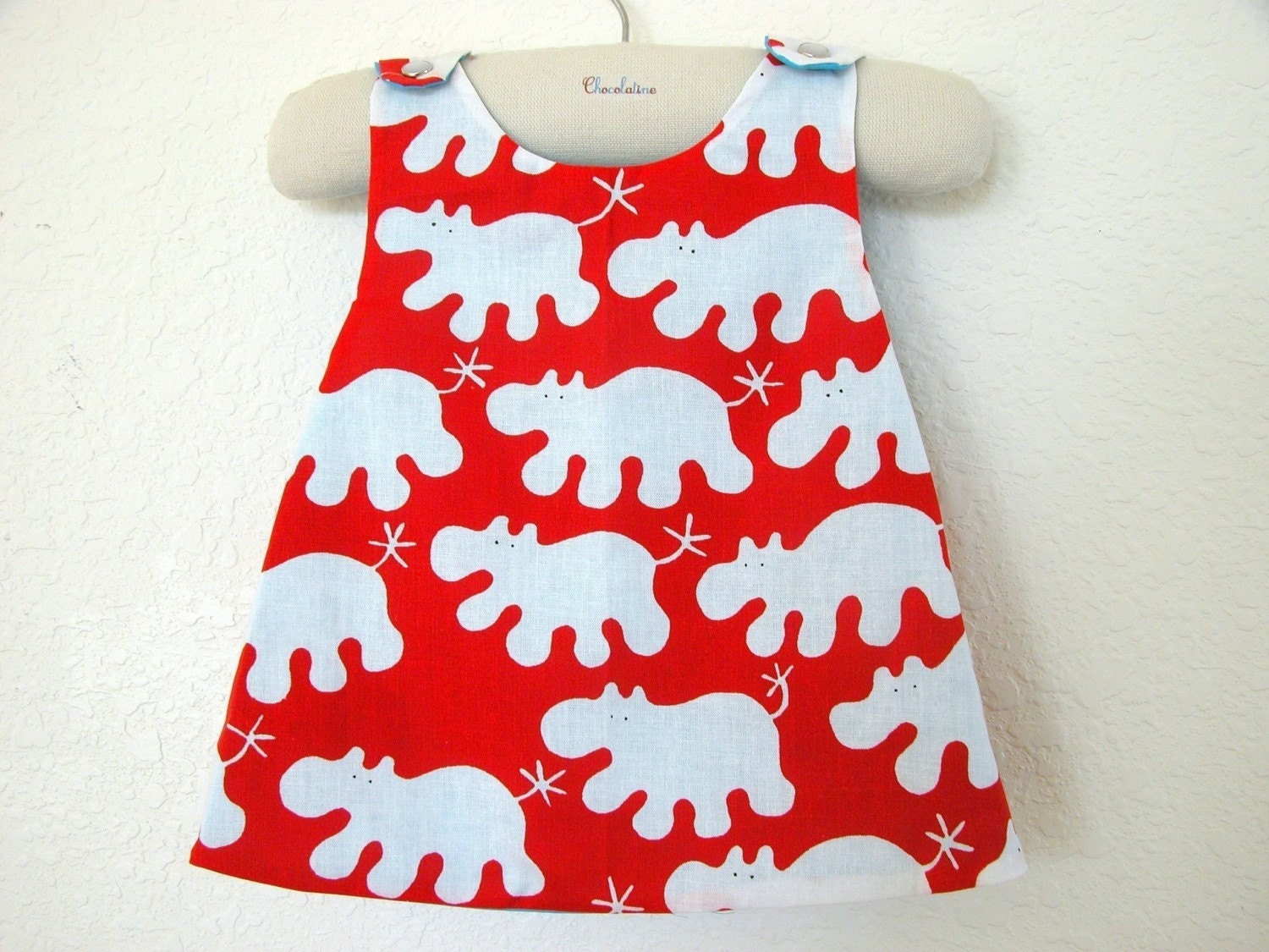 Girls Dress or top - Reversible Dress and whimsical - Les Hippopotames - Sizes avaible from 6 months to 5Y