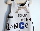 Girls Dress or Girls Pinafore - Reversible Dress - French Style C'est Paris - Sizes for Babies, Toddlers and Girls from 6 months to 5Y
