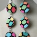 Triple circle dangle fabric earrings with retro print