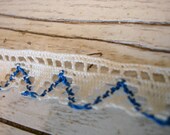 Vintage 30s 40s Cotton Lace Trim Blue and Cream DIY Delicate Embellishment Knickers Petticoats Bralettes Passementerie