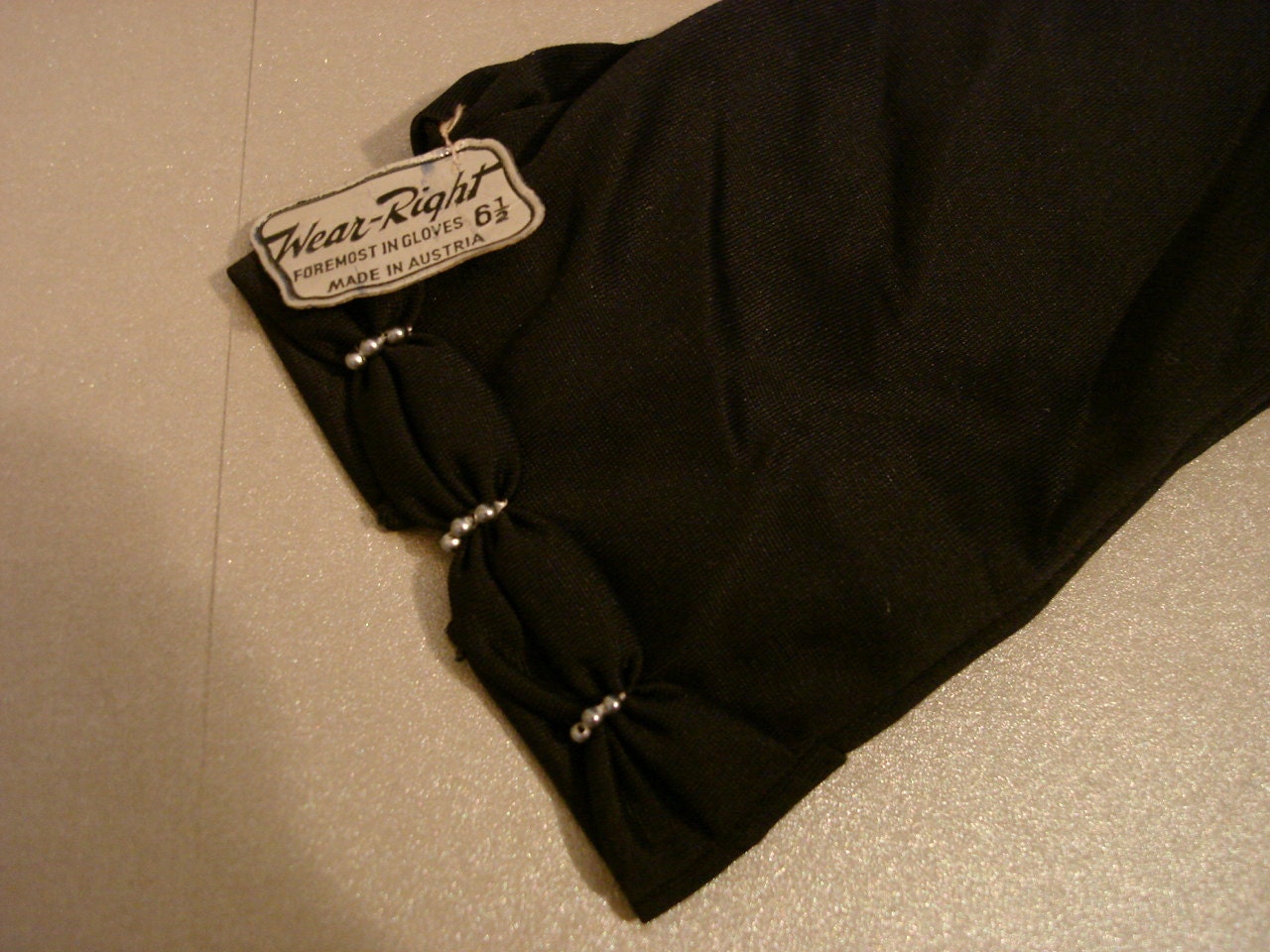 Vintage 50s Gloves Deep Navy Short Beaded Cocktail NOS Dress Up Stella Ranae