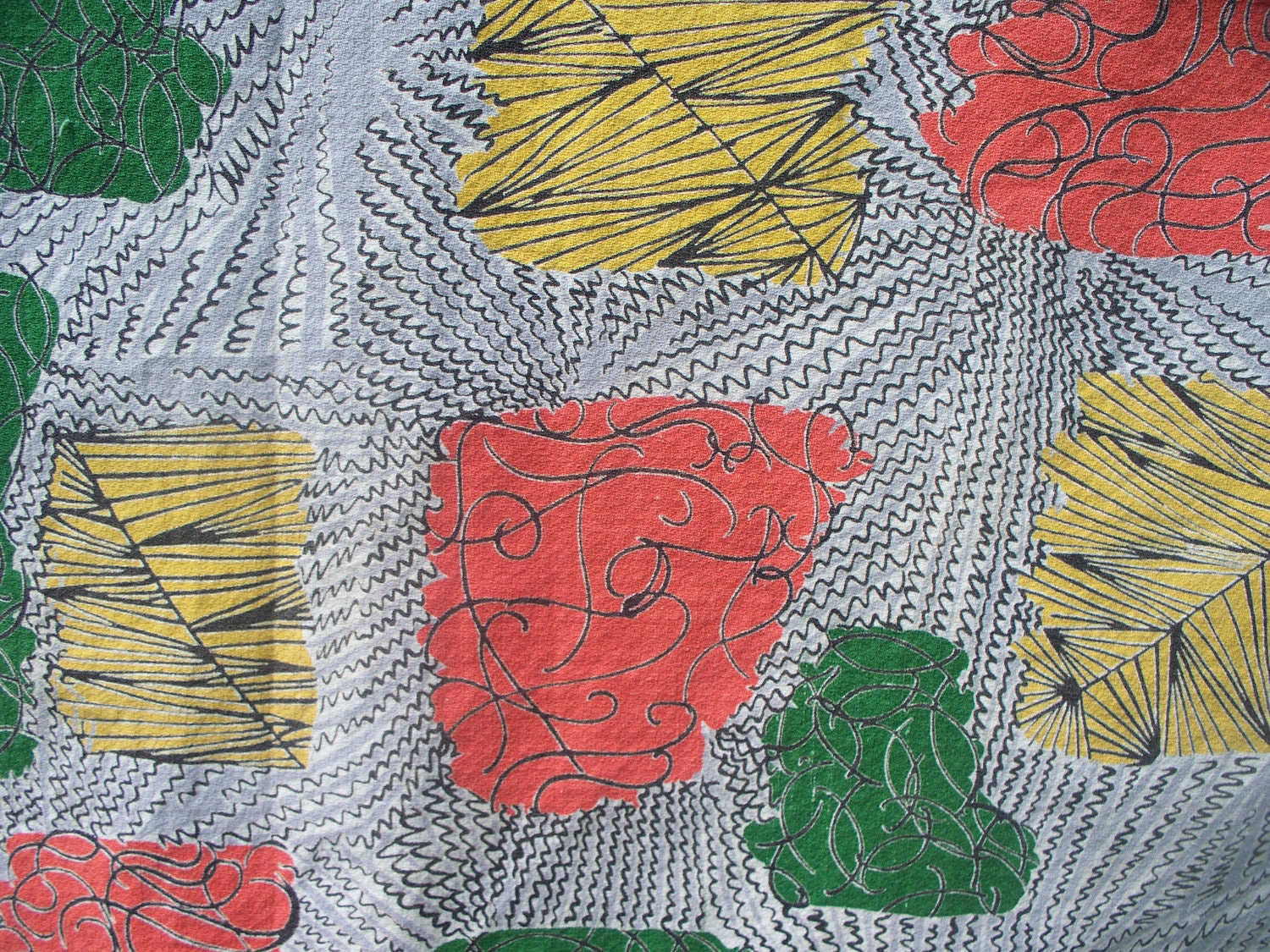 Vintage Large Mid Century Bark Cloth Tablecloth SALE