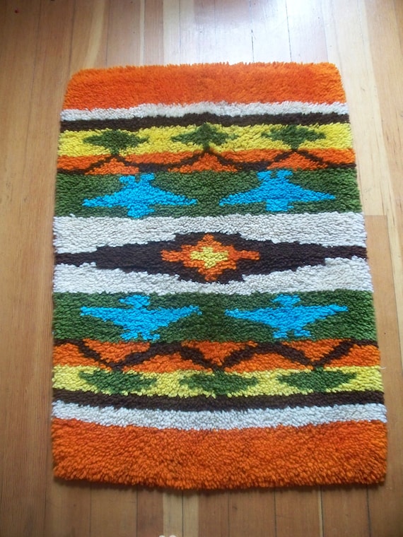 Vintage Native Latch Hook Rug