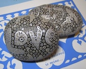 LOVE AHAVA Doodled Rock Duo - Perfect Present for a Jewish Wedding