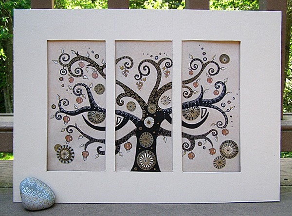 Tree of Life - Etz haChayim Original Hand Decorated Print