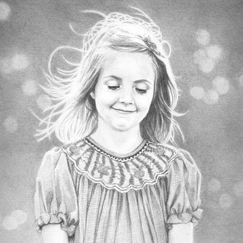 Custom pencil portrait from photo - One subject, 11x14