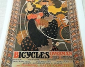 Vintage Bicycle Poster Victor Bicycles in Paris 1899 Poster Size Book Plate