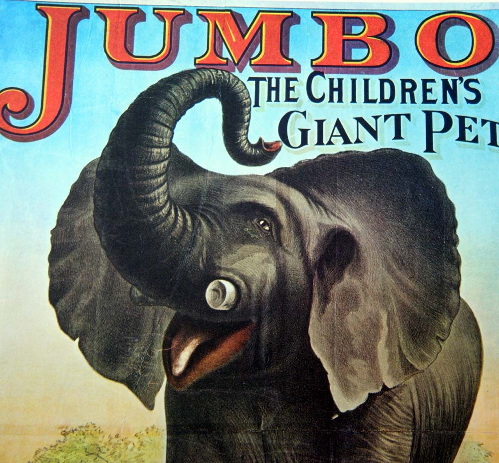 Vintage JUMBO the Elephant The Childrens Giant Pet Barnum and Bailey Poster Size Book Plate
