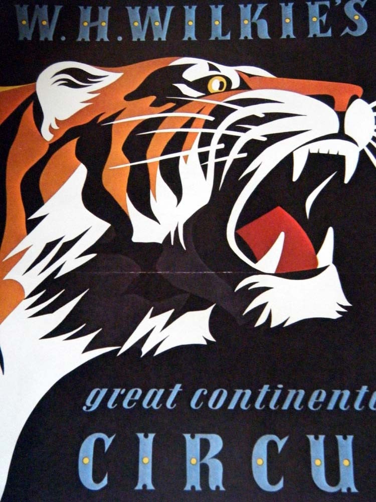 Vintage Soviet Circus Poster Lady Acrobat/Bengal Tiger Poster Size Book Plate