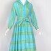 Vintage 50s Dress / Aqua and Lime Stripes / 1950s Shirtwaist Dress / S