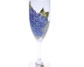 Hydrangea Toasting Flutes - Set of Two Champagne Glasses - Hand-Painted