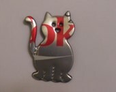 Recycled Can Magnet/Pin- Diet Coke Cat