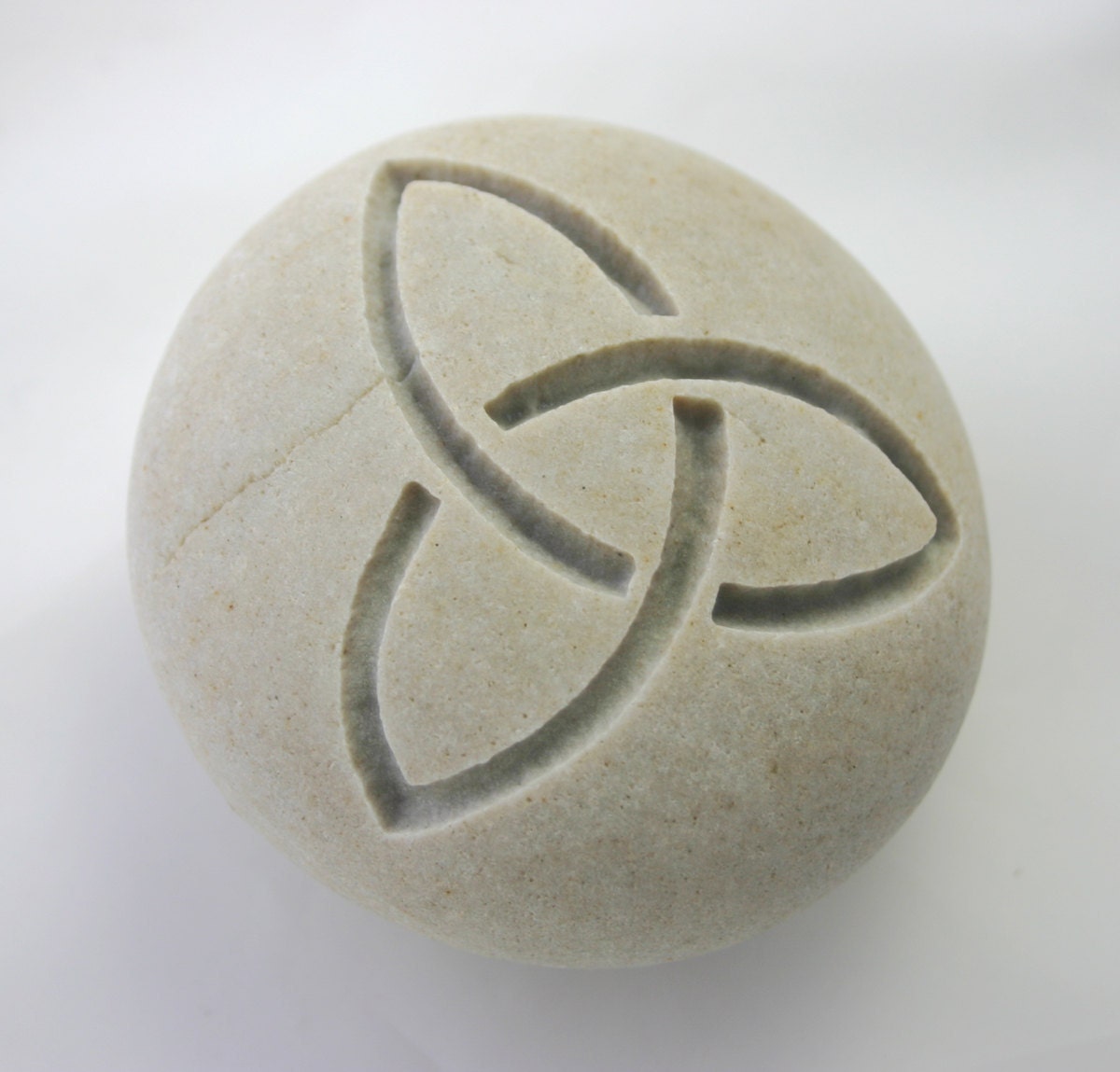 Triquetra Symbol Engraved White Stone Trinity