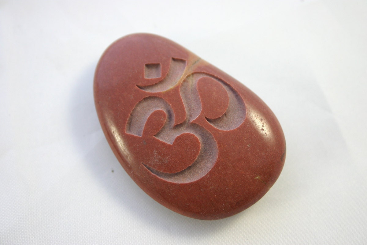 Om Engraved Red Stone Aum