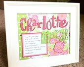 Custom-Designed Hot Pink and Pottery Barn Green Baby Girl Scripture or Photo (What's in a Frame) Decor