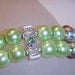 Summer Sale Two Layer Green Pearl and crystal bracelet 7.5 inches emerald toggle