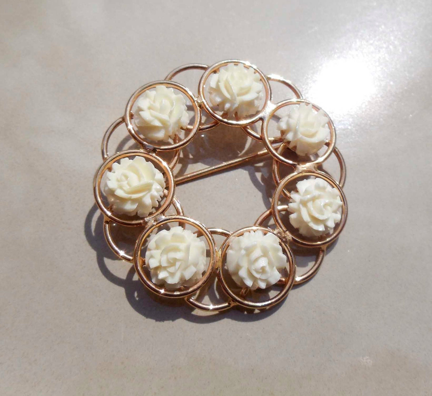 Summer Sale Vintage 12K Gold Filled rose brooch