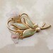 Vintage Gold pearl flower rose brooch