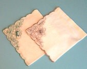 Lot of 2 Vintage Cotton Embroidered Hankies - Lot 16