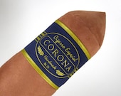 Light Corona Cigar Bolster Pillow with Navy Blue Band
