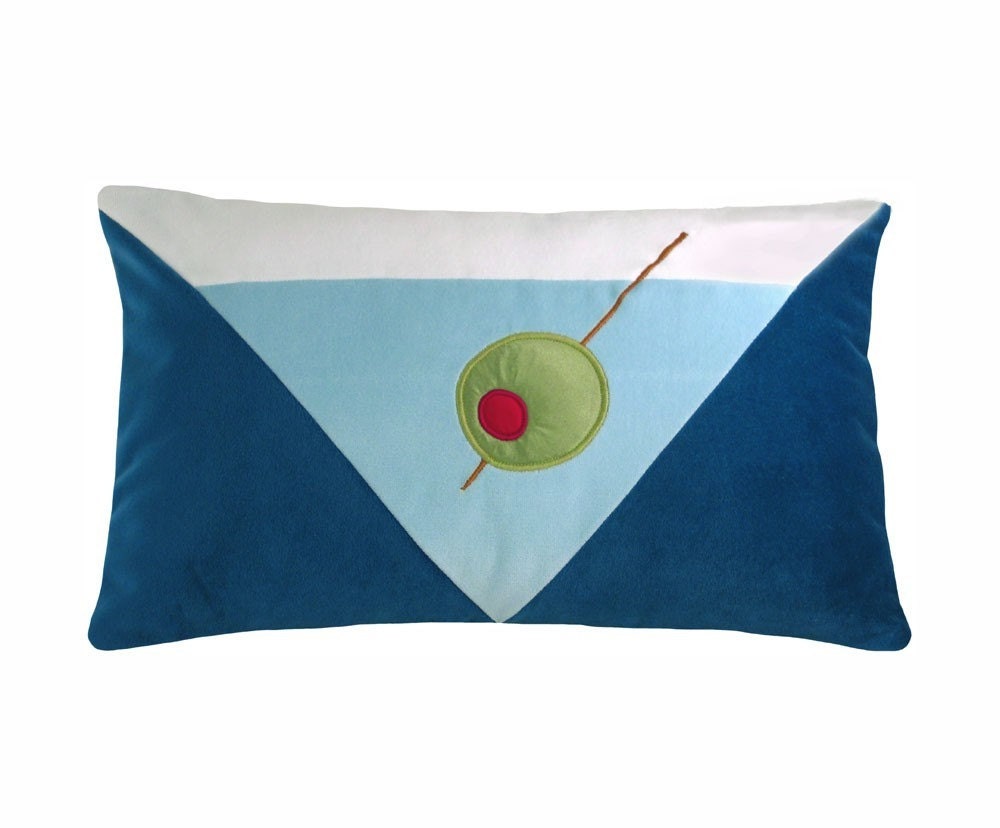 Mod Blue Martini Modern Decorative Pillow