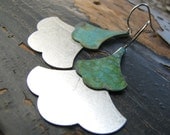SARAH-Silver and Patina Copper Layered Ginkgo Leaf Earrings