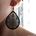 DREAMCATCHER-Medium Detailed Matte Black Teardrop Earrings