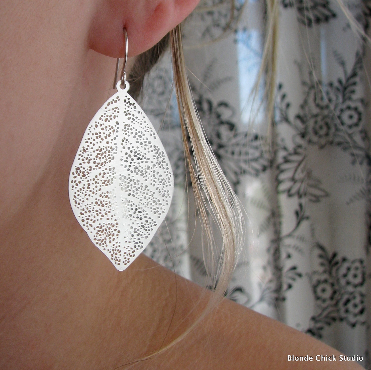 FOLIO-Matte Silver Leaf Earrings