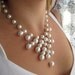 WHITNEY-White Glass Pearl Bib Style Necklace