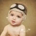 Baby Pilot Hat - Newborn Aviator Hat With Goggles - Newborn Photo Prop - Chin Strap Baby Hat - Rocketeer Size NEWBORN