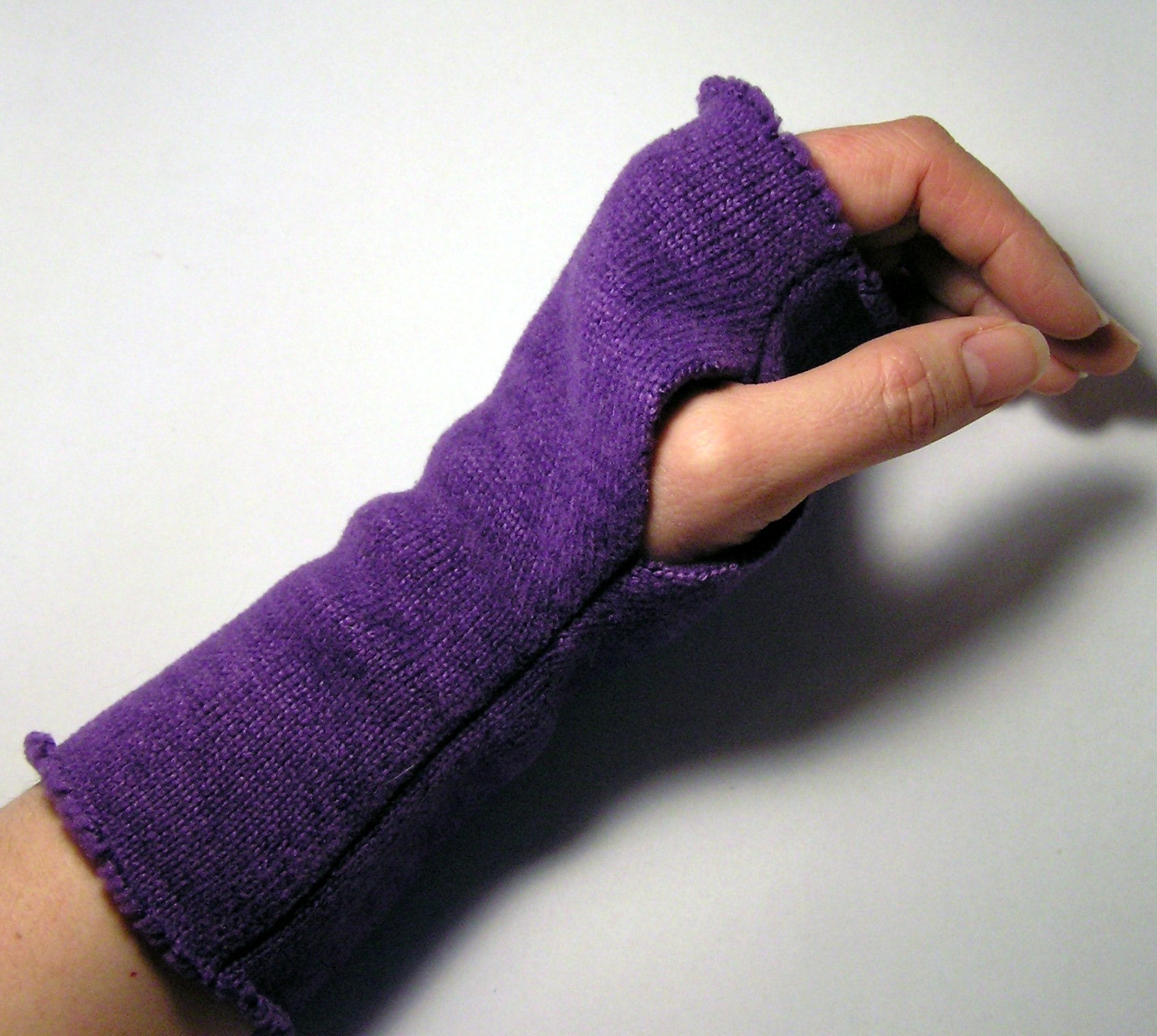 Purple Sweater Fleece Fingerless Gloves for LADIES