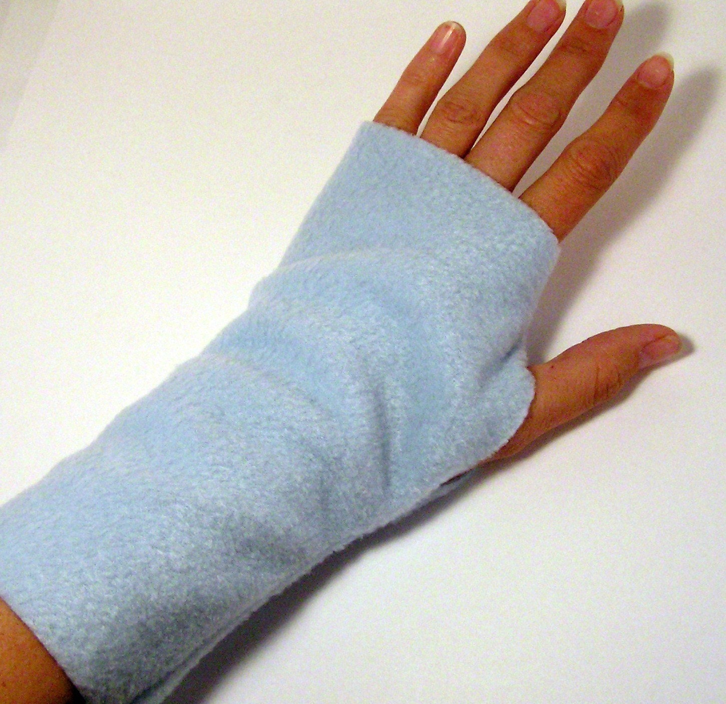 Fleece Fingerless Gloves for LADIES - Ice Blue