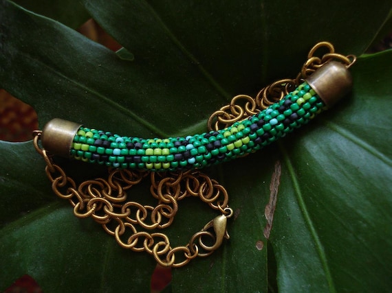 Items similar to Native American peyote stitch beadwork rope necklace