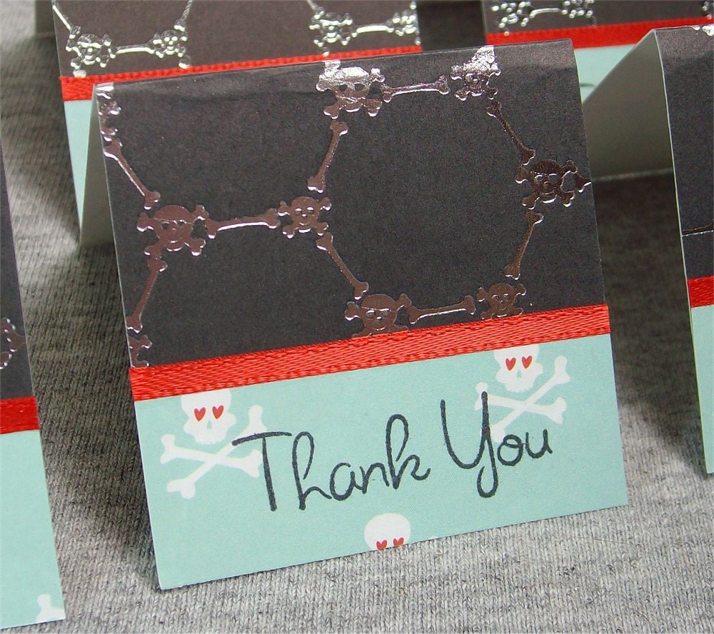 Skull and Crossbones Mini Thank You Cards 2x2 (6)