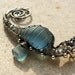 BLUE-GRAY seahorse wire wrapped seaglass pendant.
