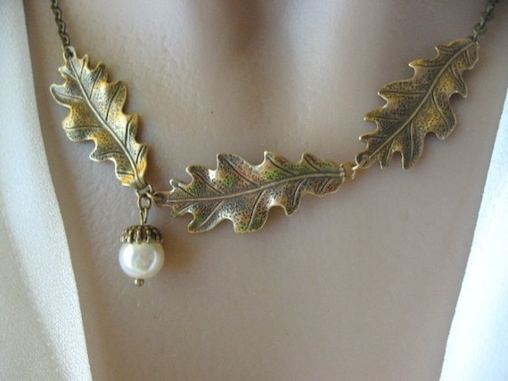 Oak Leaf Necklace, Oak Leaf and Acorn, Oak Jewelry, Acorn Jewelry, Oak Leaves, Leaf Necklace, Leaf Jewelry