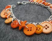 Button Charm Bracelet - Orange by randomcreative on Etsy
