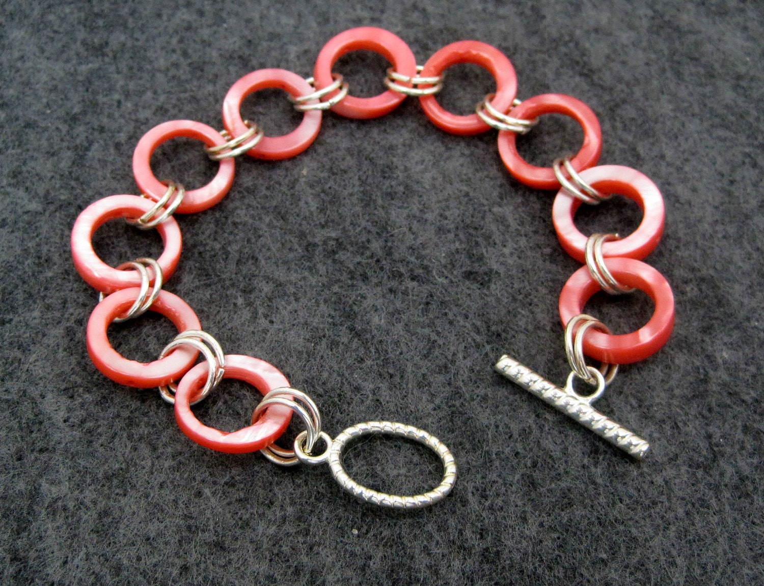Beaded Bracelet - Pink Shell by randomcreative on Etsy