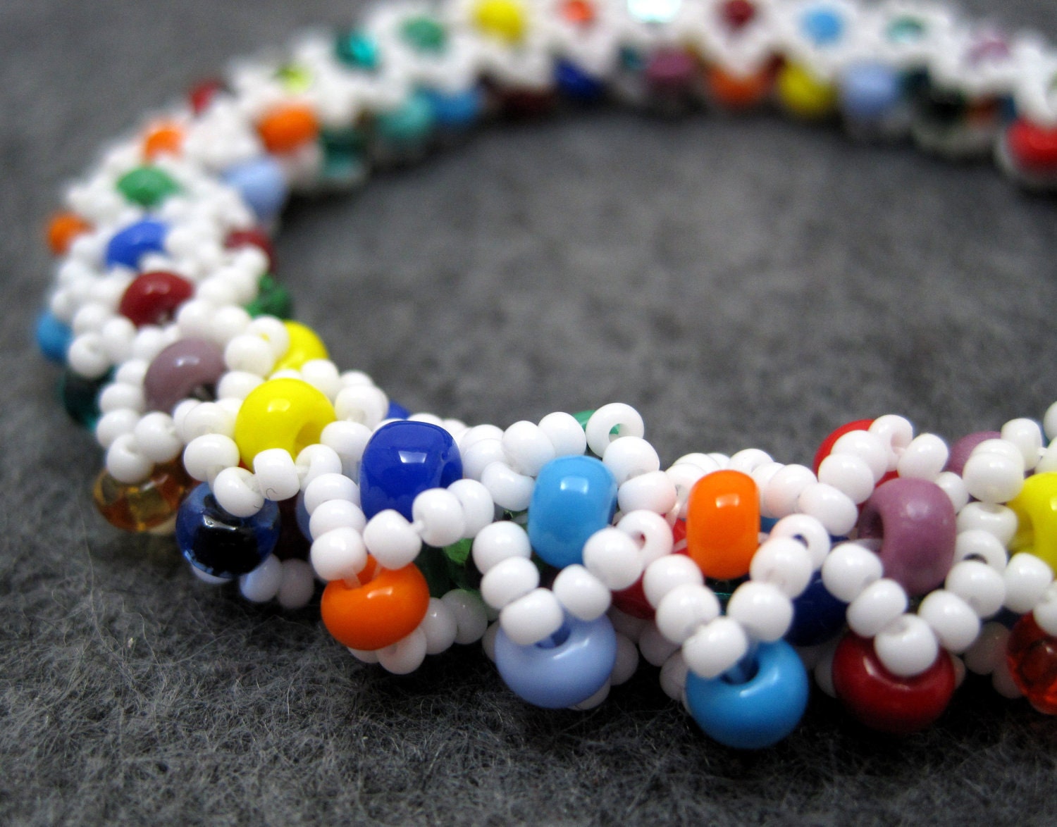 Beaded Bangle Bracelet - Dreaming of Hawaii Multicolored Bright Rainbow Colorful by randomcreative on Etsy