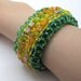 Beaded Cuff Bracelet - Lion on the Yellow Brick Road Yellow Green Statement Jewelry by randomcreative on Etsy