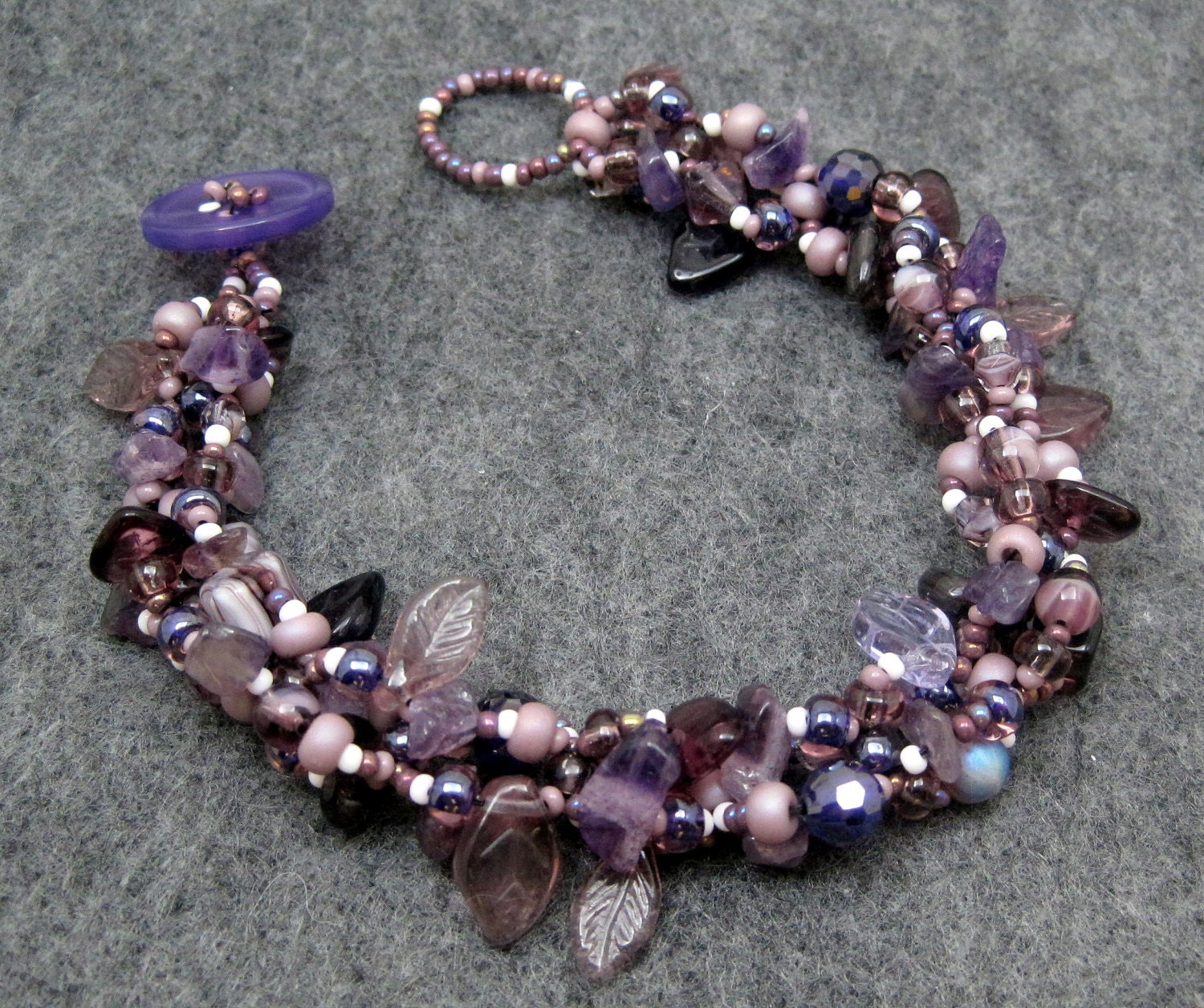 Beaded Bracelet - Purple Rock Garden by randomcreative on Etsy